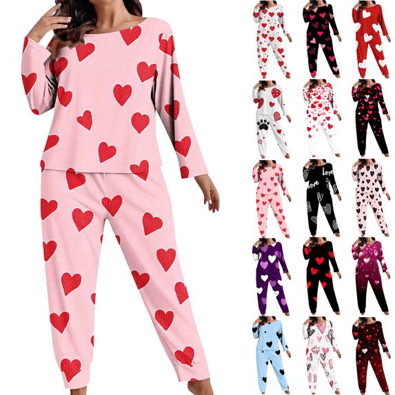 Plus Size Pajamas for Women Set Long Sleeve Tops and Pants 2 Piece Matching Sets Sleepwear Floral Print Soft Cozy Loungewear Pajamas