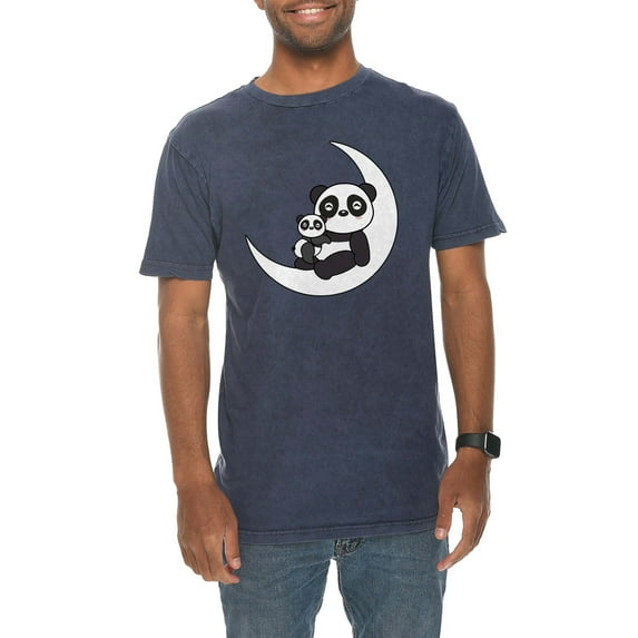 Plus Size Panda Moon Graphic Design Vintage Crewneck Tee - Vintage Denim 2XL