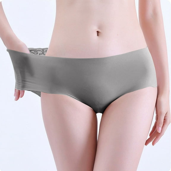 uublik Plus Size Panties for Women High Waist Breathable Briefs Soft Underpants Ladies Stretch Panties Seamless Underwear Gray