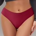 thumbnail image 1 of Plus Size Panties for Women Women's Ribbed Low-Rise Briefs String Bikini Panties Wine S, 1 of 9