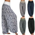thumbnail image 1 of Plus Size Pants Curvy Women Boho Casual Pants Women Button Harem Loose Leg Pants Pocket Wide Print Casual Pants Women Red XXL, 1 of 4