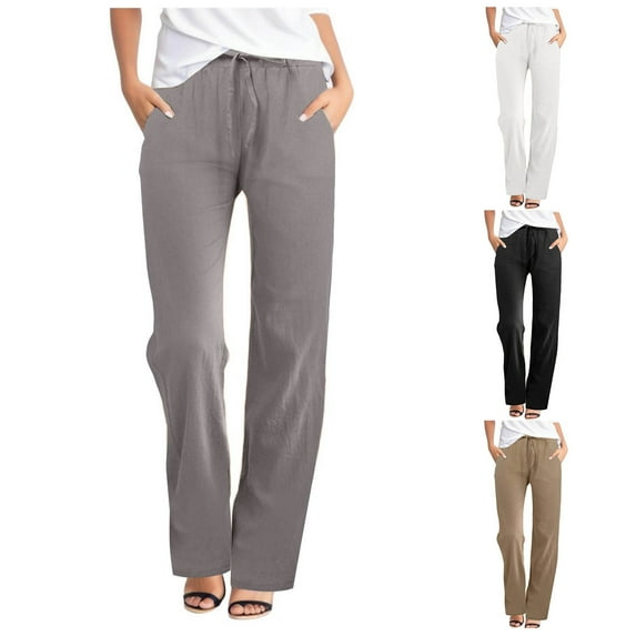 Plus Size Pants Curvy Women Plus Size High Waist Summer Solid Color Loose Fit Dress Pants Women's Casual Pants Black L