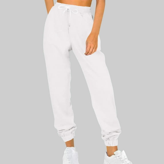 Plus Size Pants Elastic-Lace-Up Casual Solid Color Sports Casual Pants Plus Size Sweatpants