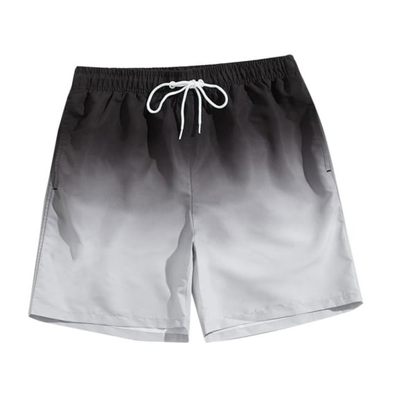 Plus Size Pants Gradient Swimming Trunks Men's Adult Boxer Shorts Swimming Beach Pants Gray L(L)