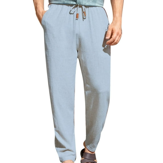Plus Size Pants for Men with Pockets Big and Tall Relaxed Drawstring Elastic Waist Straight Leg Trousers Casual Lightweight Solid Loungewear Pant S-4X
