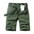 thumbnail image 1 of Plus Size Pants Men's Pocket Zipper Buttons Solid Tooling Short Pants Army Green 10(34), 1 of 4
