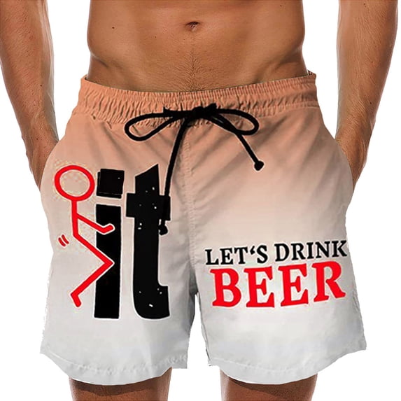 Plus Size Pants Men'ss Slim Shorts Printing Pockets Quick Dry Swimsuit Sports Swim Trunks Pants Orange XL(XL)