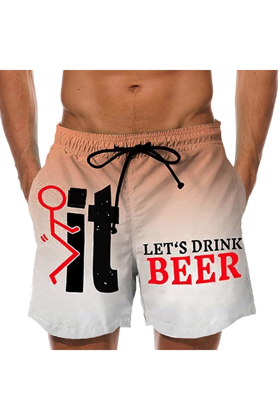 Plus Size Pants Men'ss Slim Shorts Printing Pockets Quick Dry Swimsuit Sports Swim Trunks Pants Orange XL(XL)