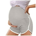 thumbnail image 1 of Plus Size Pants Women Ladies Maternity Shorts Over The Belly With Pockets Pregnancy Shorts Pants Women Grey XL, 1 of 4