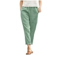 thumbnail image 1 of Plus Size Pants Women White Linen Pants Tightness Trousers Pocket Casual Plus Size Pants Womens Summer Pants Lightweight Casual Mint Green XXL, 1 of 1