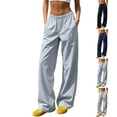 thumbnail image 1 of Plus Size Pants Women with Pockets Straight Leg Elastic Waisted Cropped Pants for Women S-3XL, 1 of 6