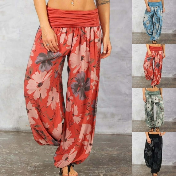 Plus Size Pants Womens Casual Mid Waist Cargo Jeans Stretch Wide Leg Denim Pants With Pockets Women Casual Pants Red XL
