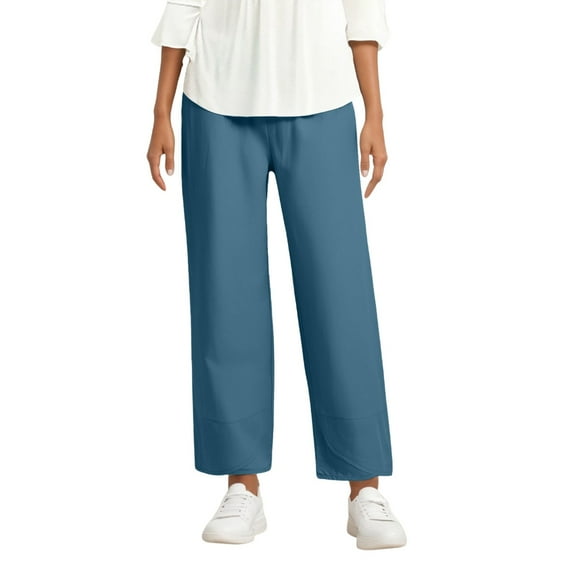 Plus Size Pants for Women Versatile Ribbed Knit Fitted Straight Leg Trousers Lightweight Breathable Comfortable Pants Navy M