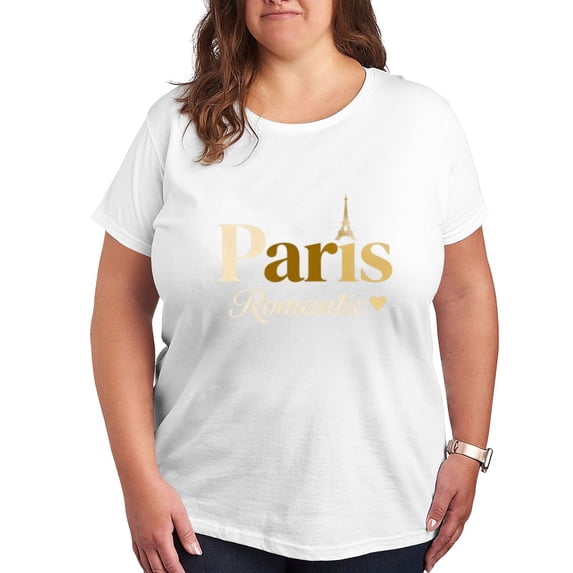 Plus Size Paris Graphic Women Tshirt Oversized Tees Short Sleeve Casual Tee Trendy T-shirt