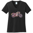 thumbnail image 1 of Plus Size Peace And Love Bike Graphic Design Ladies V-Neck - Jet Black 2XL, 1 of 2