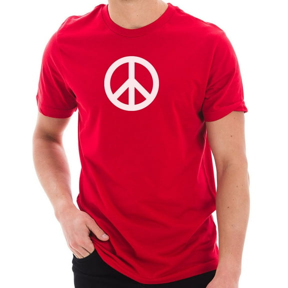 Plus Size Peace Circle Sign Graphic Design Short Sleeve Cotton Jersey T-Shirt - Red XL