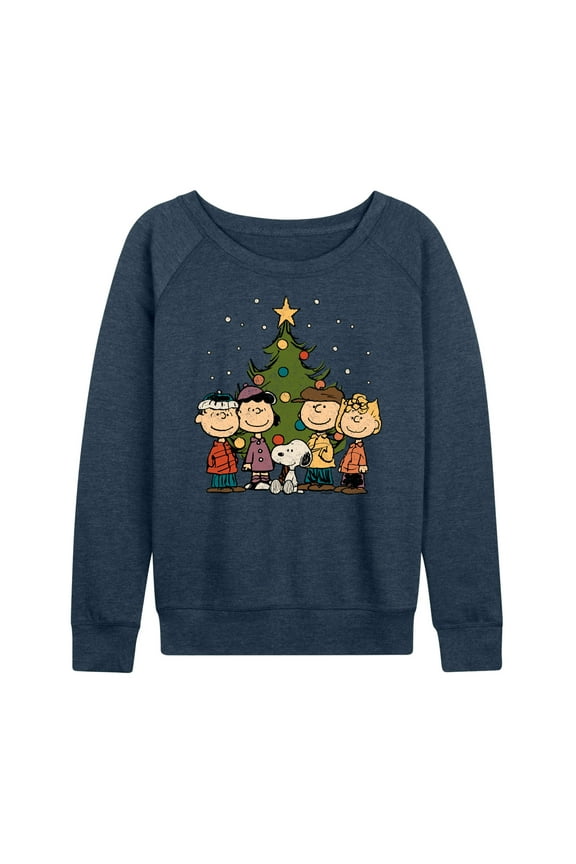 - Snoopy And Friends Christmas Tree - Women's French Terry Pullover Long Sleeve Shirt