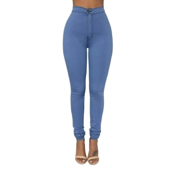 Plus Size Pencil Jeans for Women Lady Stretch Casual Denim Skinny Pants High Waist Trousers