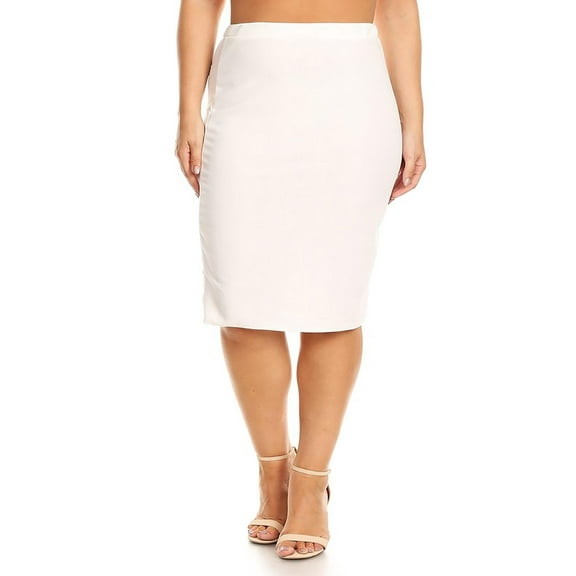 Plus Size Pencil Skirt - Sexy High Waist, Solid Color, Knee Length