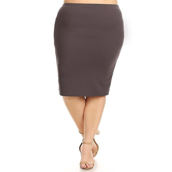 Plus Size Pencil Skirt - Sexy High Waist, Solid Color, Knee Length