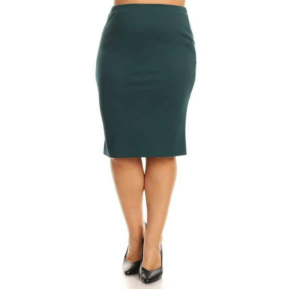 Plus Size Pencil Skirt - Sexy High Waist, Solid Color, Knee Length