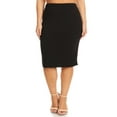 thumbnail image 1 of Plus Size Pencil Skirt - Sexy High Waist, Solid Color, Knee Length, 1 of 4