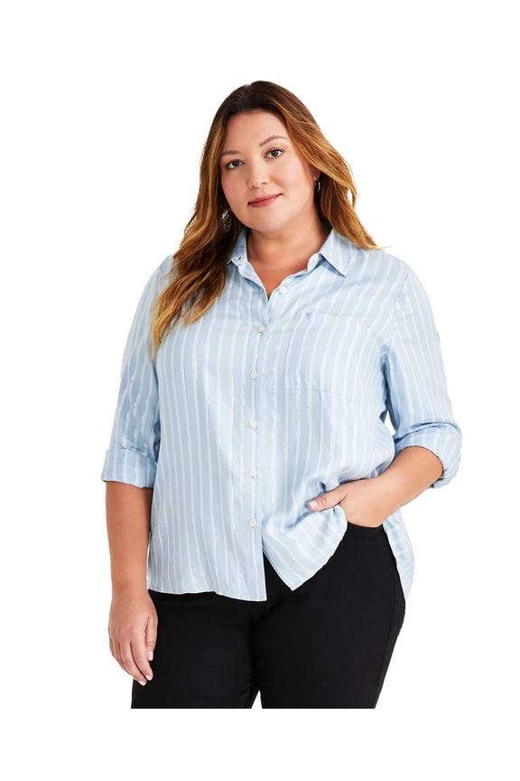 Plus Size Perfect Shine Shirt Sparky Blue 1X