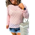 thumbnail image 1 of Plus Size Pink Bow Embroidered Mesh Long Sleeve Top for Women | [ZhiHiMeRi] | 4X, 1 of 5