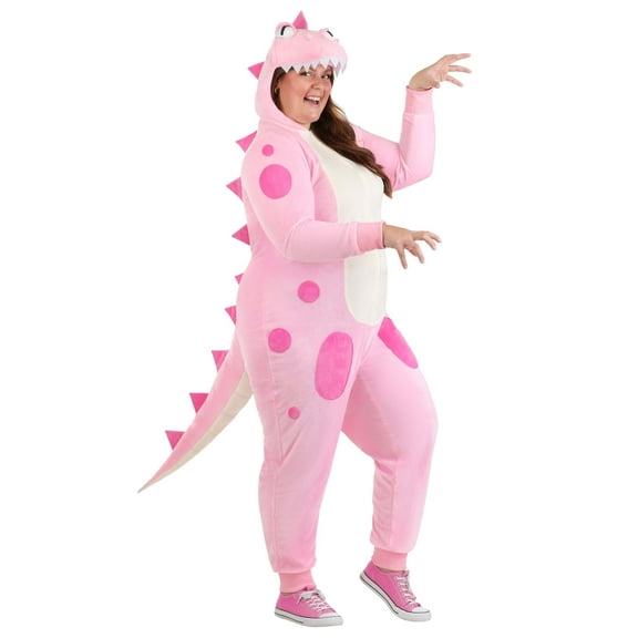 Plus Size Pink Dinosaur Onesie Costume for Women