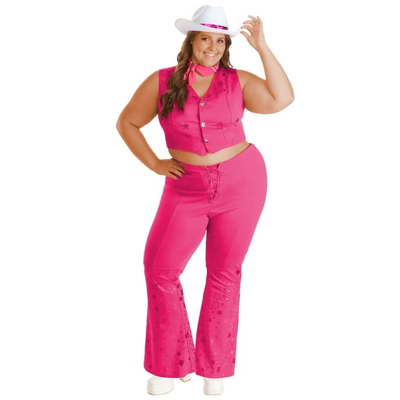 Plus Size Pink Retro Cowgirl Costume for Women
