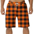thumbnail image 1 of Plus Size Plaid Beachwear Shorts for Men Surfing Knee-Length Pant Drawstring S-6XL Swimwear Shorts, 1 of 4