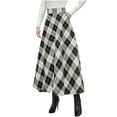 thumbnail image 1 of Plus Size Plaid Maxi Skirts Womens High Waist Ruffle Flare Aline Long Skirts with Pockets Black, XXL, 1 of 7