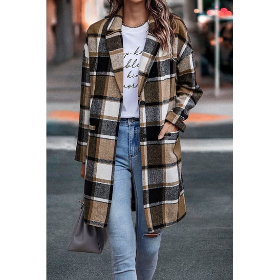 Plus Size Plaid Shacket Oversized Long Sleeve Button Down Boyfriend Shirts Casual Plaid Shacket Jacket Coats 3X Black