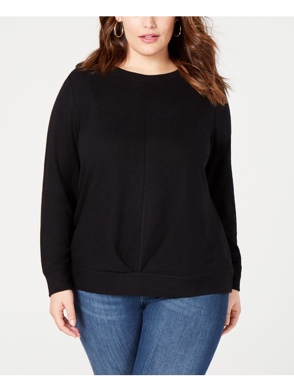 Plus Size Pleat Front Sweater Deep Black 2X