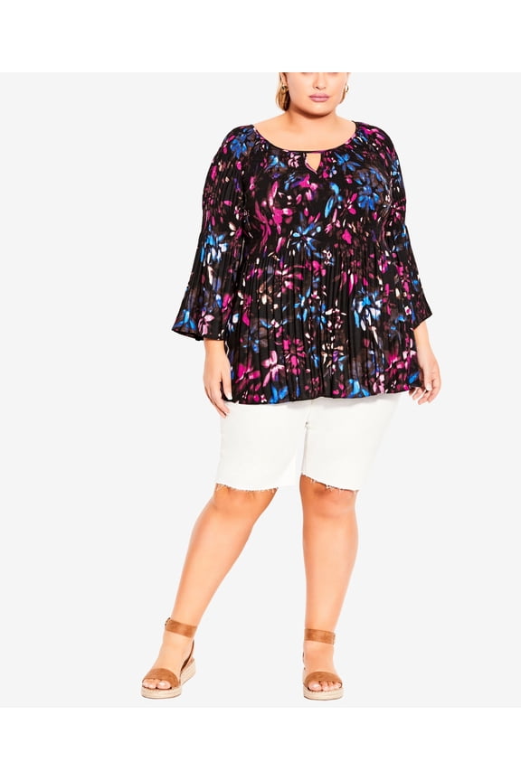 Plus Size Pleater Tunic Top Moonlight 4X