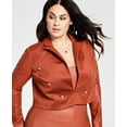 thumbnail image 1 of Plus Size Pleather Double-Breasted Cropped Blazer Spice 3X, 1 of 3