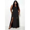 thumbnail image 1 of Plus Size Plunge Neck Thigh Split Maxi Dress, 1 of 8