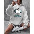 thumbnail image 1 of Women's rugby print hooded sweatshirt, casual pullover, 1 of 9