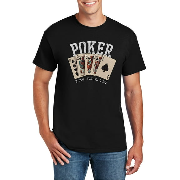 Plus Size Poker All In Graphic Men's DryBlend Cotton Polyester T-Shirt - Black 5XL