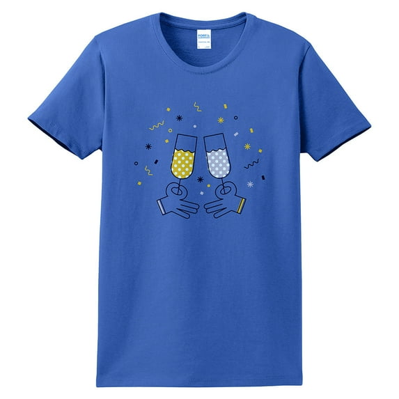 Plus Size Polkadot Drinks Graphic Design Ladies Big Size Port & Company Soft Spun Cotton Essential T-Shirt - Royal XL