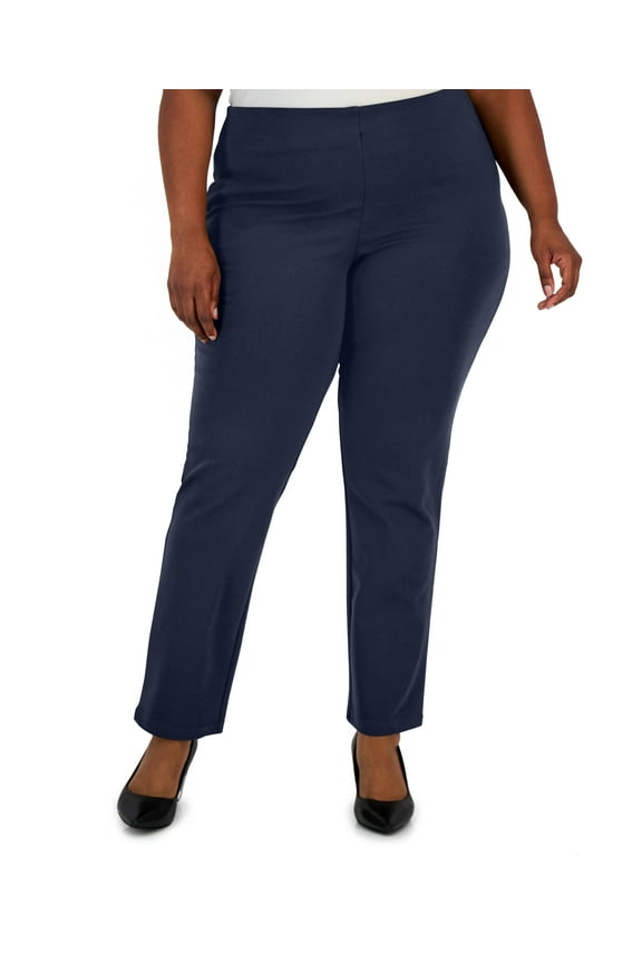 Plus Size Pont? Knit Pull-On Pants Intrepid Blue 2X