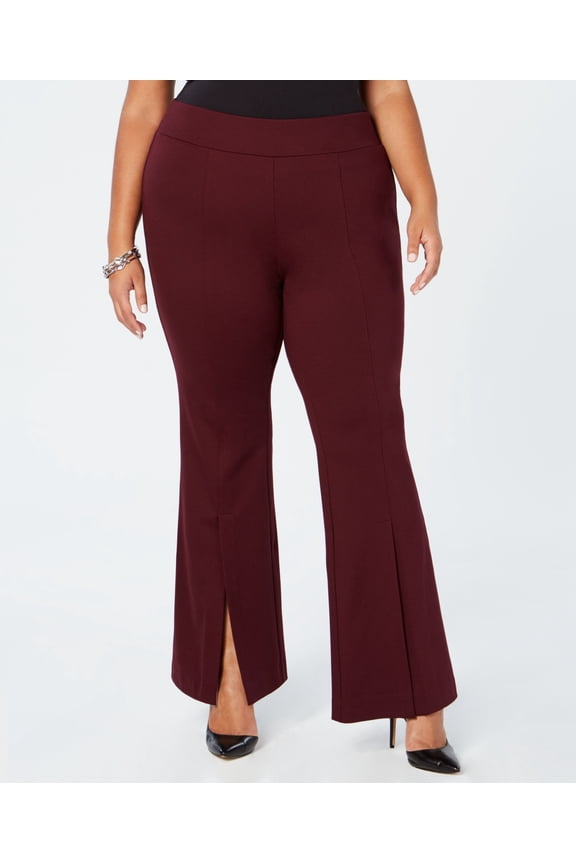Plus Size Ponte Knit Slit Front Pants Port 14W