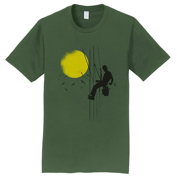 Plus Size Powering The Sun Graphic Men's Fan Favorite Crew Neck Tee Shirt - Olive XL