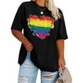 thumbnail image 1 of Plus Size Pride Shirt: Rainbow Heart Graphic Tshirt LGBT Gay Pride Tees Casual Short Sleeve Tops Tee, 1 of 4