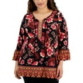 thumbnail image 1 of Plus Size Printed Embellished Tunic Top Deep Black Combo 3X, 1 of 1