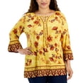 thumbnail image 1 of Plus Size Printed Embellished Tunic Top Saffon Gold Combo 4X, 1 of 1