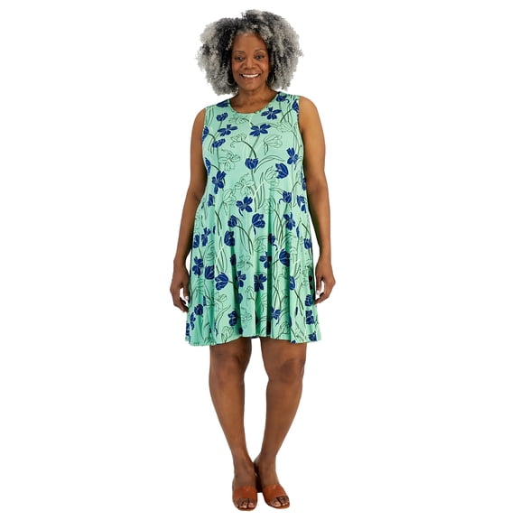 Plus Size Printed Flip-Flop Dress Tulip Green 1X