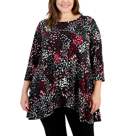 Plus Size Printed Swing Top Deep Black Combo 4X