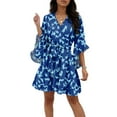 thumbnail image 1 of Plus Size Prom Dress, Casual V Neck Floral Dress Half Sleeve Tunic Lightweight Midi Sundress For Beach Wedding Guest Vacation Boho Dresses Women 2025 Semi Formal Dresses (XL, Royal Blue) ZMTing, 1 of 4