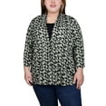 thumbnail image 1 of Plus Size Puff Print 3/4 Sleeve Two-Fer Top, 1 of 3